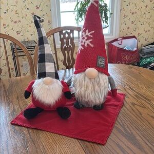 Festive Gnome Duo with Red and Black Accents